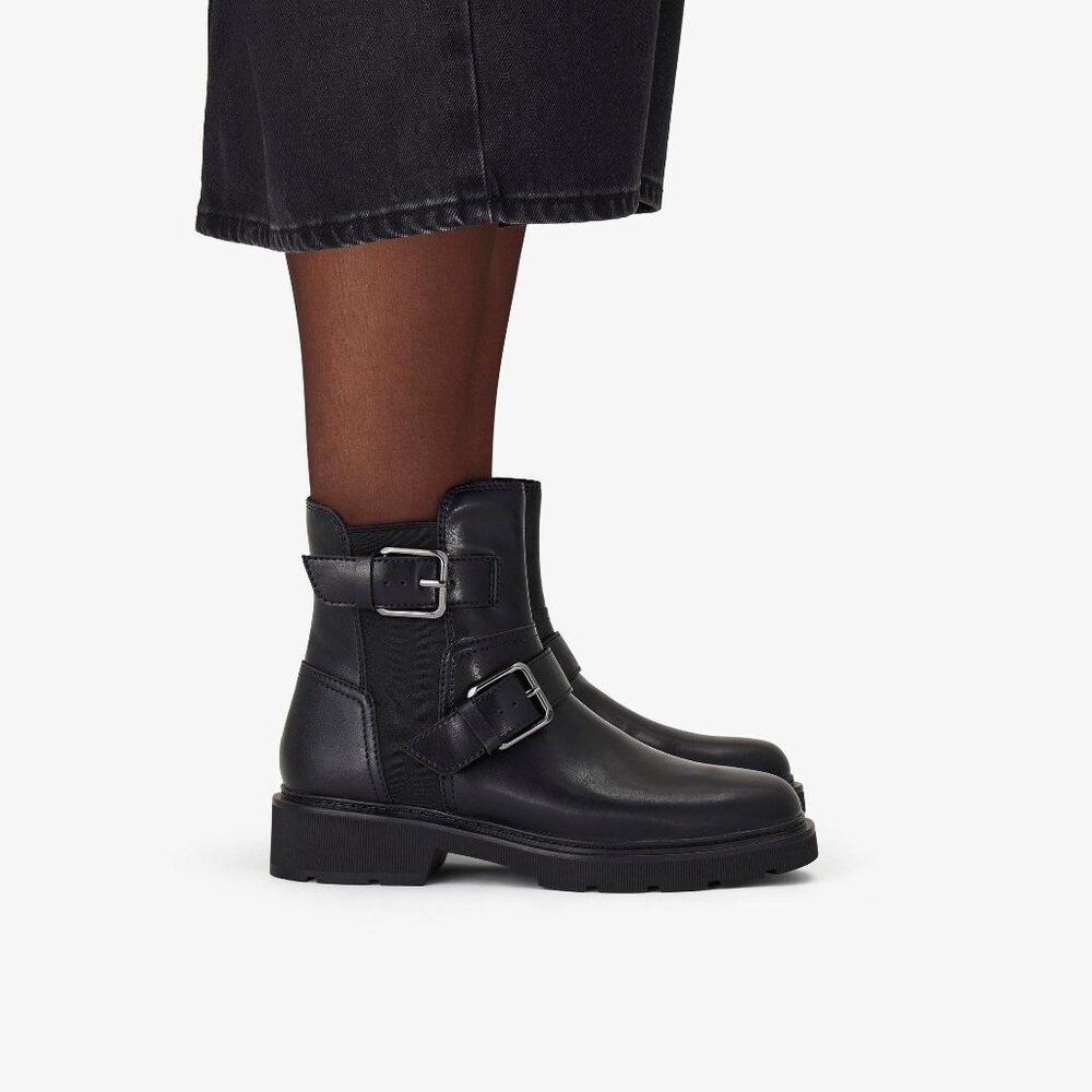 Clarks Women's Laurel Bay Black Leather Buckle Boots